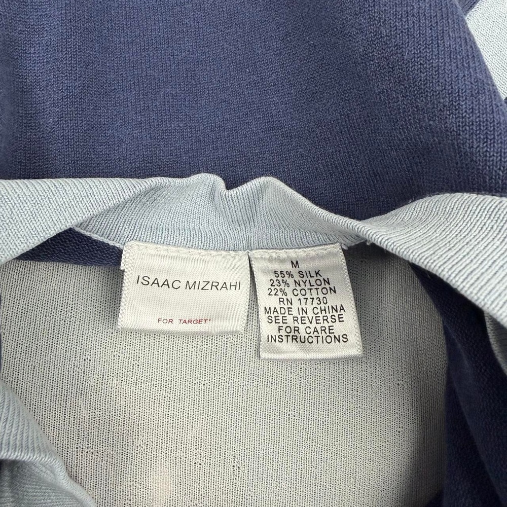 Isaac Mizrahi Navy Silk Blend Contrast Trim Tank Sz M - Picture 7 of 7